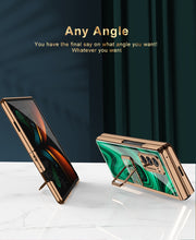 Load image into Gallery viewer, Luxury Plating Tempered Glass Case For Samsung Galaxy Z Fold 2 3 Case With Ring Stand Protection Cover For Galaxy Z Fold 2 3
