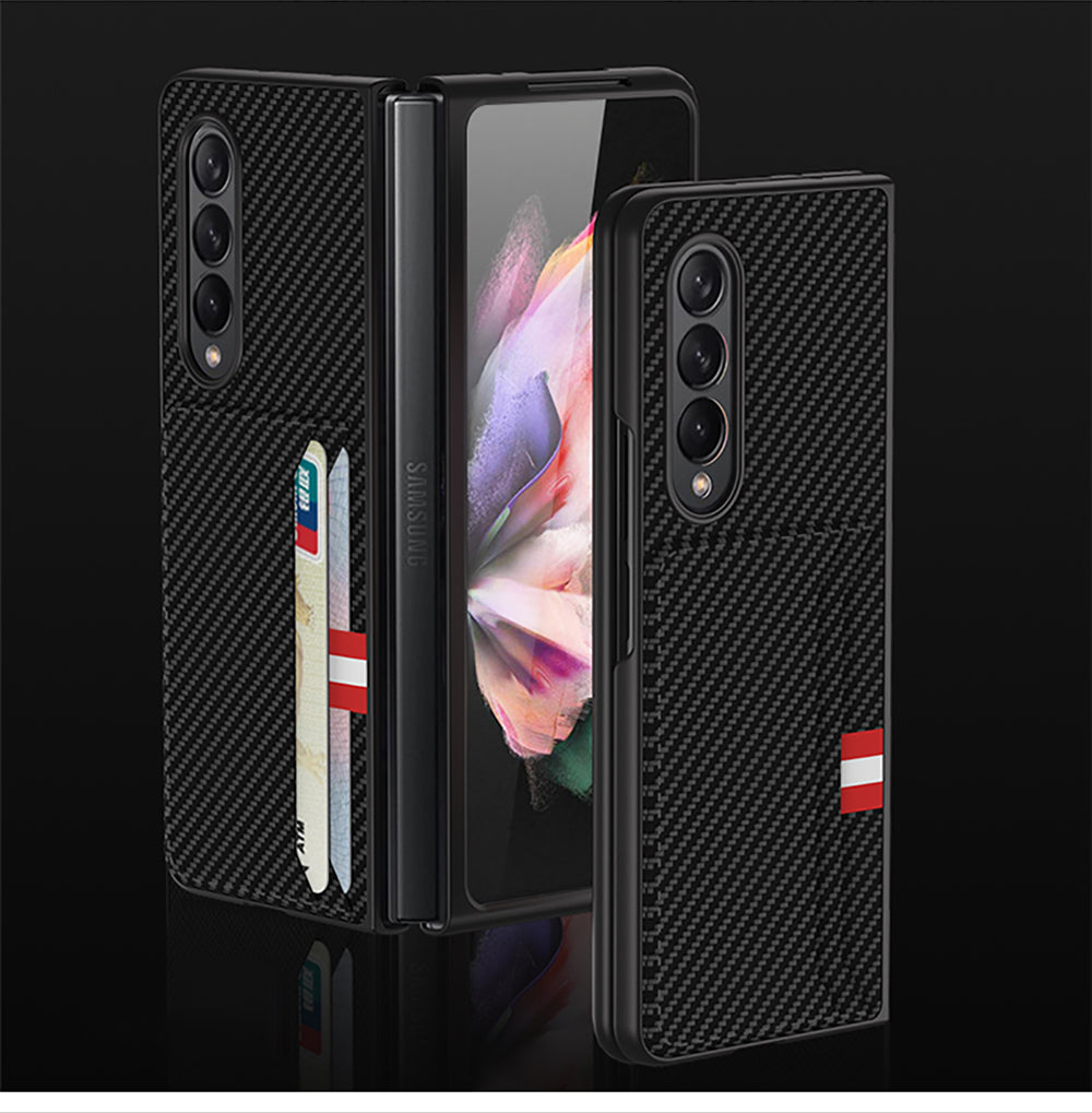 Leather Card Package Case For Samsung Galaxy Z Fold 3 5G Anti-knock Protection Hard Cover For Samsung Z Fold3 Case Coque