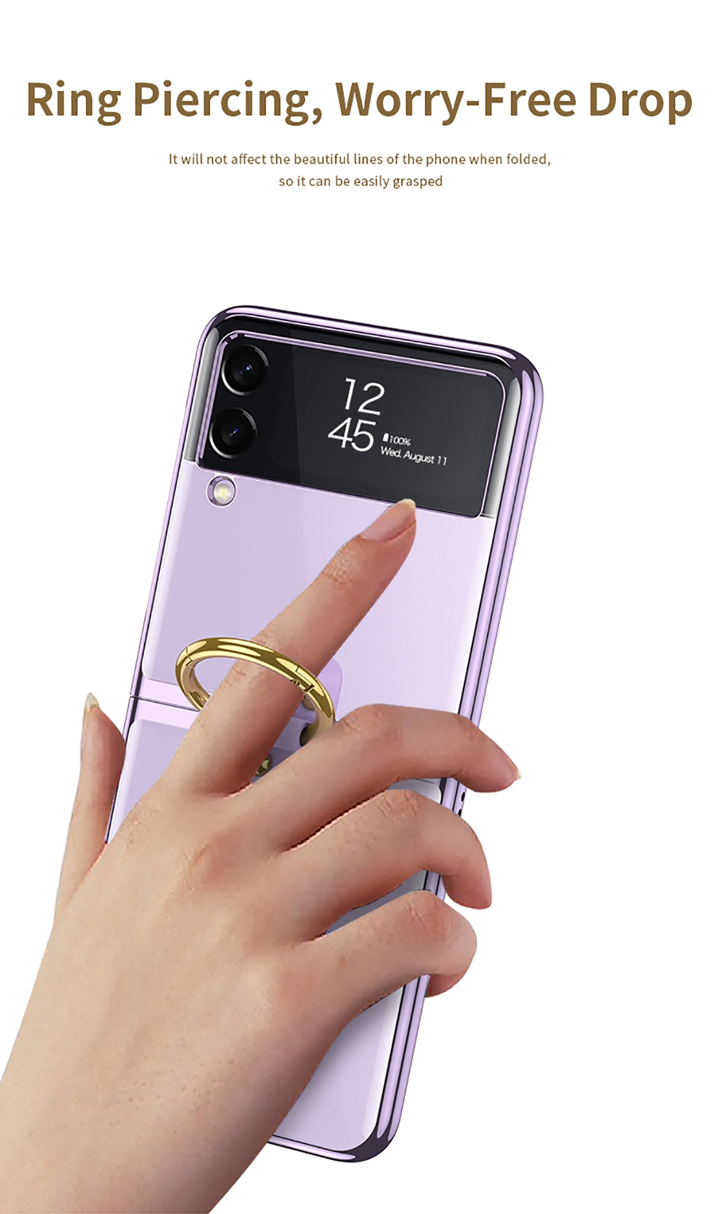 Luxury Transparent Plating Case Cover For Samsung Galaxy Z Flip 3 5G Case Ring Stand Hard Phone Cover For Galaxy Z Flip3 5G