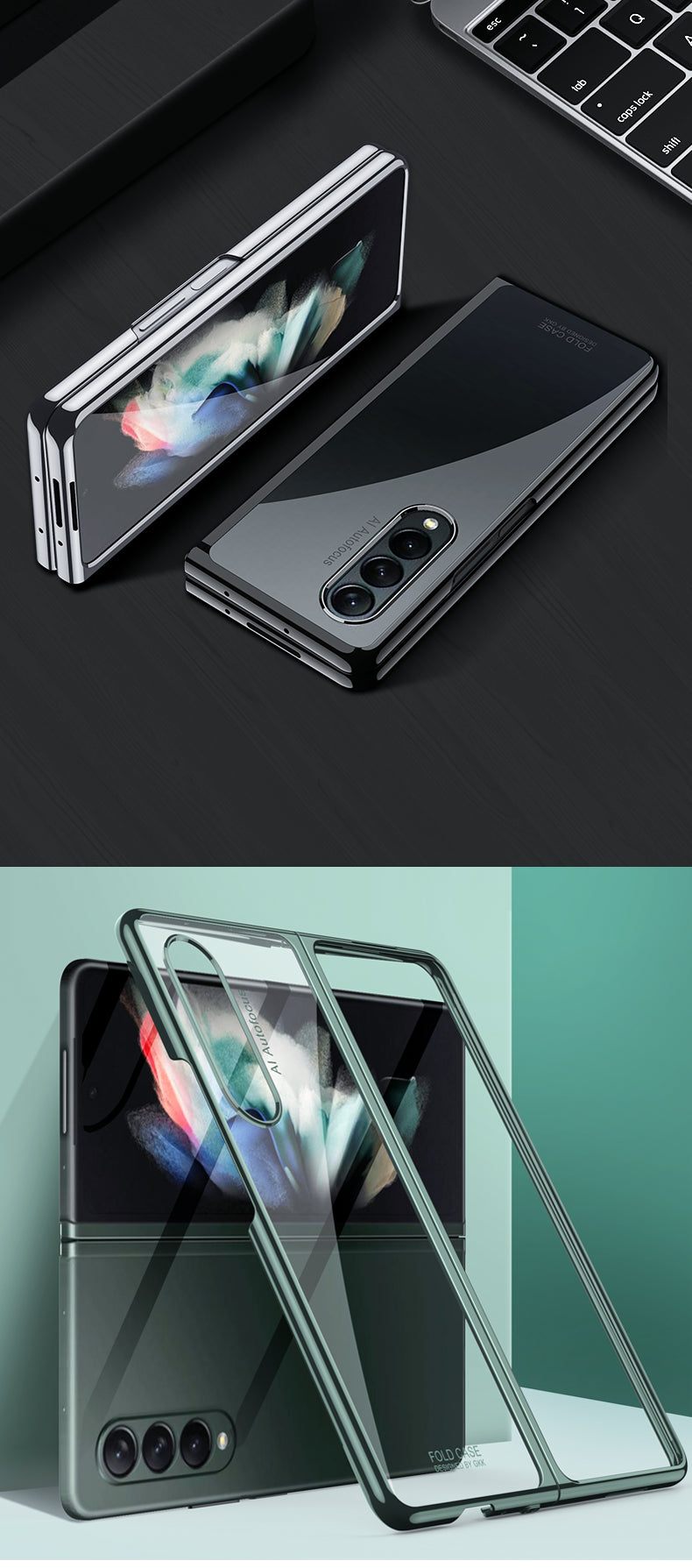 Luxury Plating Flip Case For Samsung Galaxy Z Fold 2 3 5G HD Transparent Shockproof Hard Cover For Samsung Z Fold3 5G Case