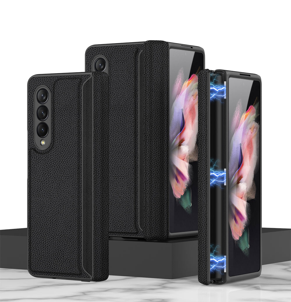 Leather Magnetic Frame Case Cover For Samsung Galaxy Z Fold 3 5G All-Included Hard Phone Cover For Samsung Z Fold3 5G Case