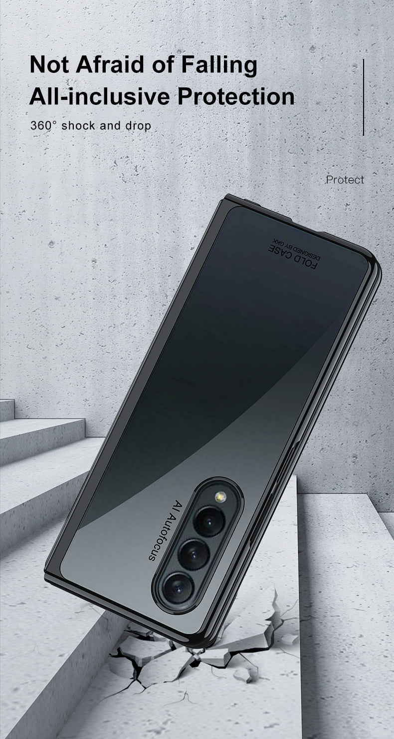Luxury Plating Flip Case For Samsung Galaxy Z Fold 2 3 5G HD Transparent Shockproof Hard Cover For Samsung Z Fold3 5G Case