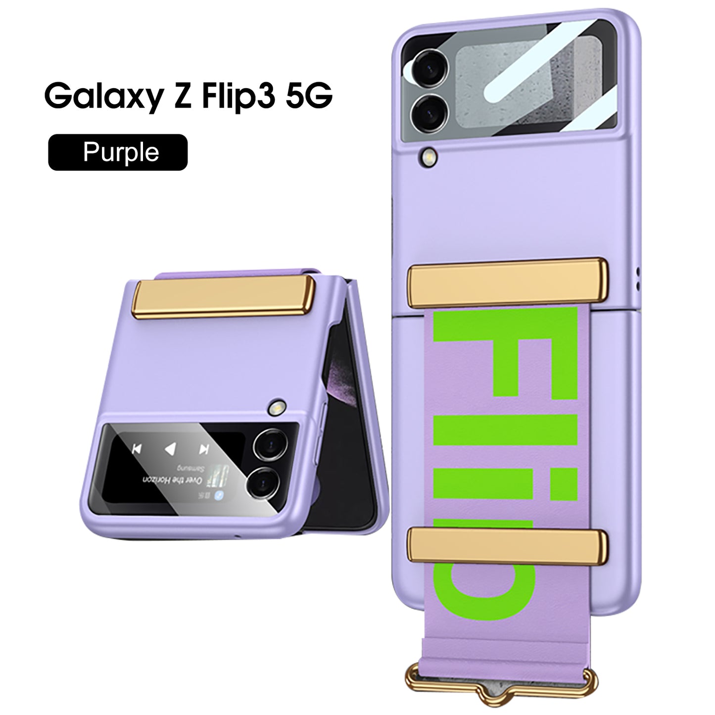 Leather Belts Holder Case For Samsung Galaxy Z Flip 3 5G With Back Screen Protector Hard Cover For Samsung Z Flip 3 5G Case