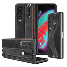 Load image into Gallery viewer, Samsung Galaxy Z Fold 3 5G Case Slim Lightweight Genuine Leather Hand Strap Protective Shockproof Cover
