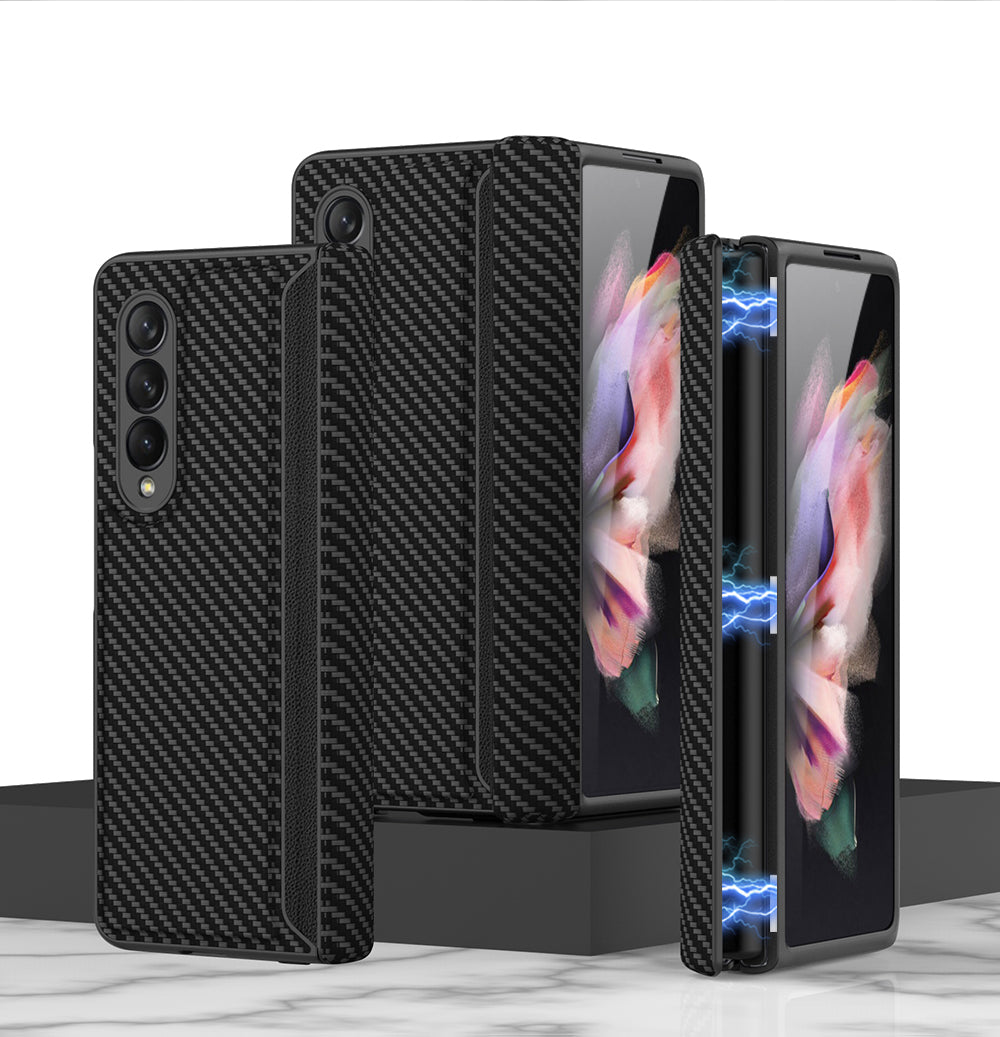 Leather Magnetic Frame Case Cover For Samsung Galaxy Z Fold 3 5G All-Included Hard Phone Cover For Samsung Z Fold3 5G Case