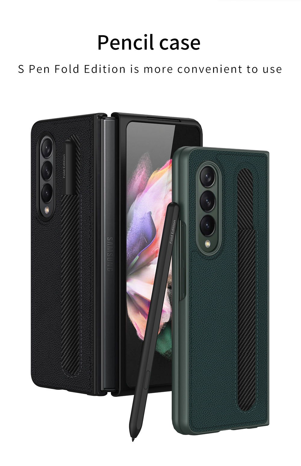 Leather Pen Slot Bag Case For Samsung Galaxy Z Fold 3 5G Ultra-thin Anti-knock Protection Cover For Samsung Z Fold3 5G Case