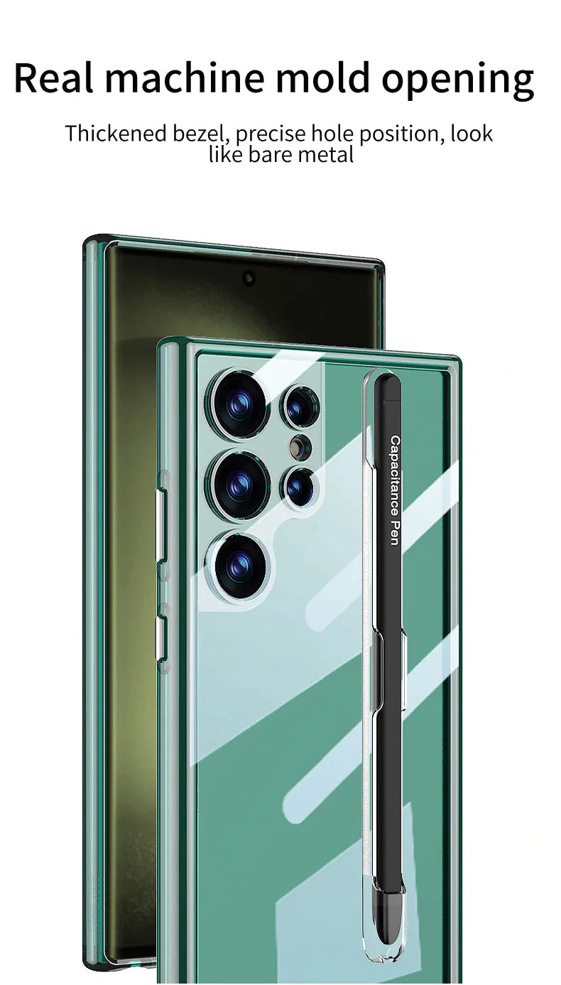Transparent TPU Clear PC Shockproof Hard Cell Phone Case with Pen For Samsung S23 S24 Ultra S23 S24 Plus