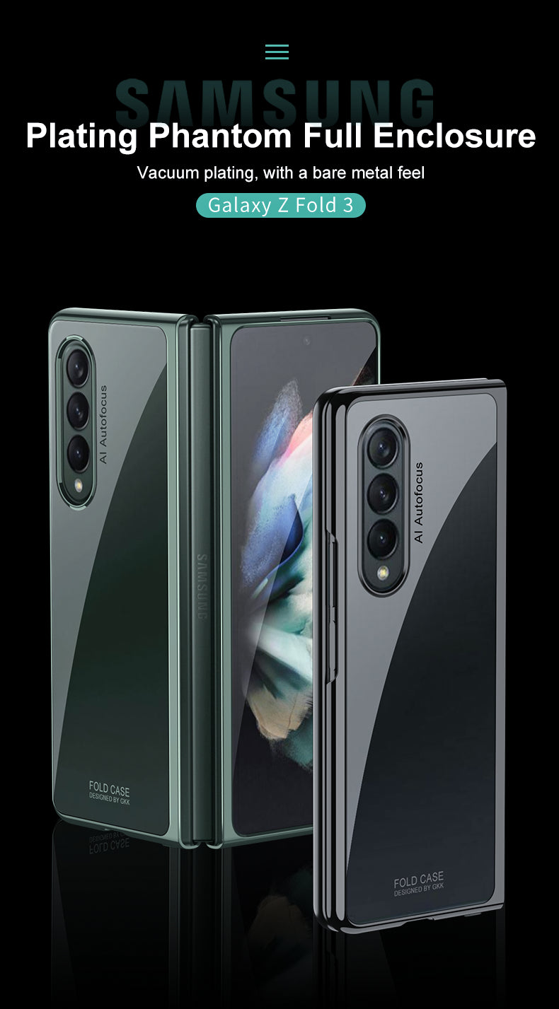 Luxury Plating Flip Case For Samsung Galaxy Z Fold 2 3 5G HD Transparent Shockproof Hard Cover For Samsung Z Fold3 5G Case