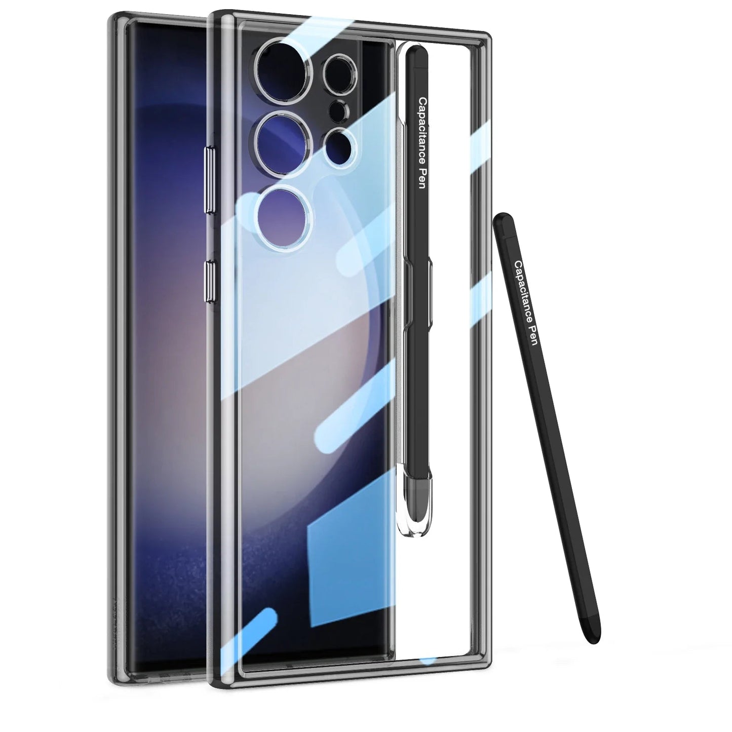 Transparent TPU Clear PC Shockproof Hard Cell Phone Case with Pen For Samsung S23 S24 Ultra S23 S24 Plus