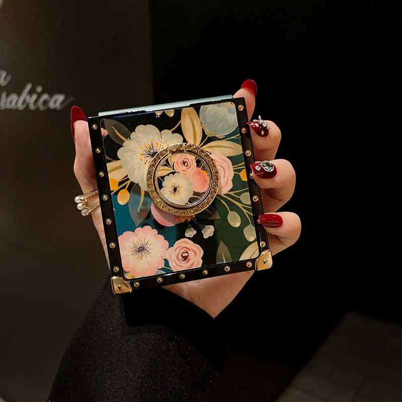 Stylish French Style Flower Ring Phone Case for Samsung Galaxy Z Flip4 Flip3 5G pphonecover