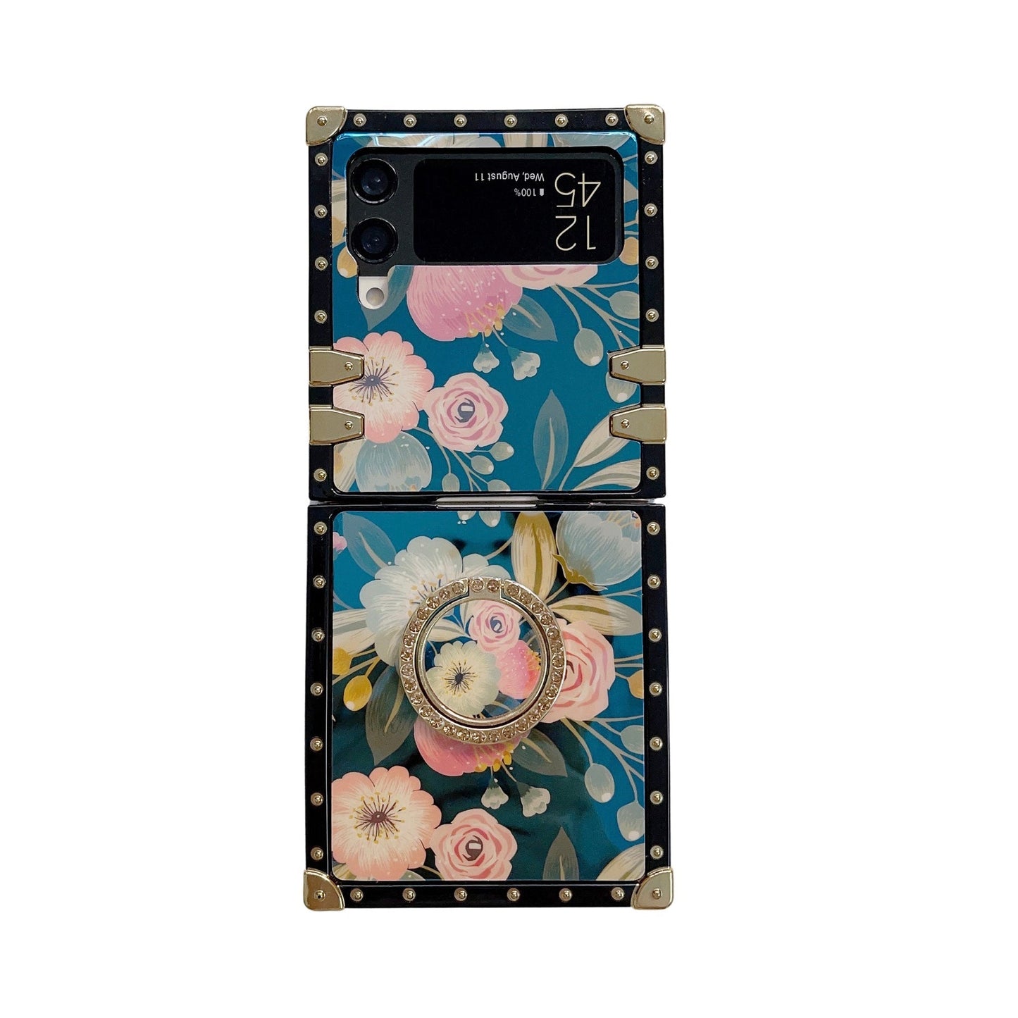 Stylish French Style Flower Ring Phone Case for Samsung Galaxy Z Flip4 Flip3 5G pphonecover