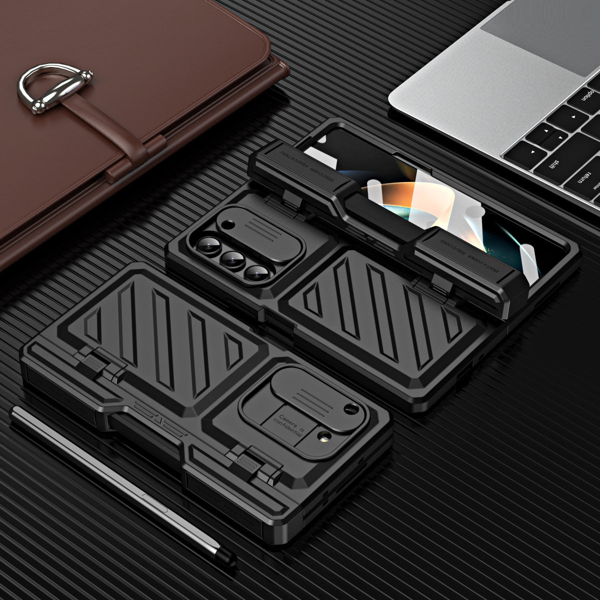 Ultra Strong Drop Prevention Case For Samsung Galaxy Z Fold5 With Bracket and Front Film Free Stylus