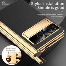 Cargar imagen en el visor de la galería, Ultra-Thin Leather Google Pixel Fold shell anti-fall all-inclusive Case double pen slot hinge With Stylus
