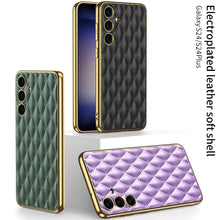 Load image into Gallery viewer, Samsung S24 Ultra Electroplated Phone Case  Porous Leather S24 Series Case
