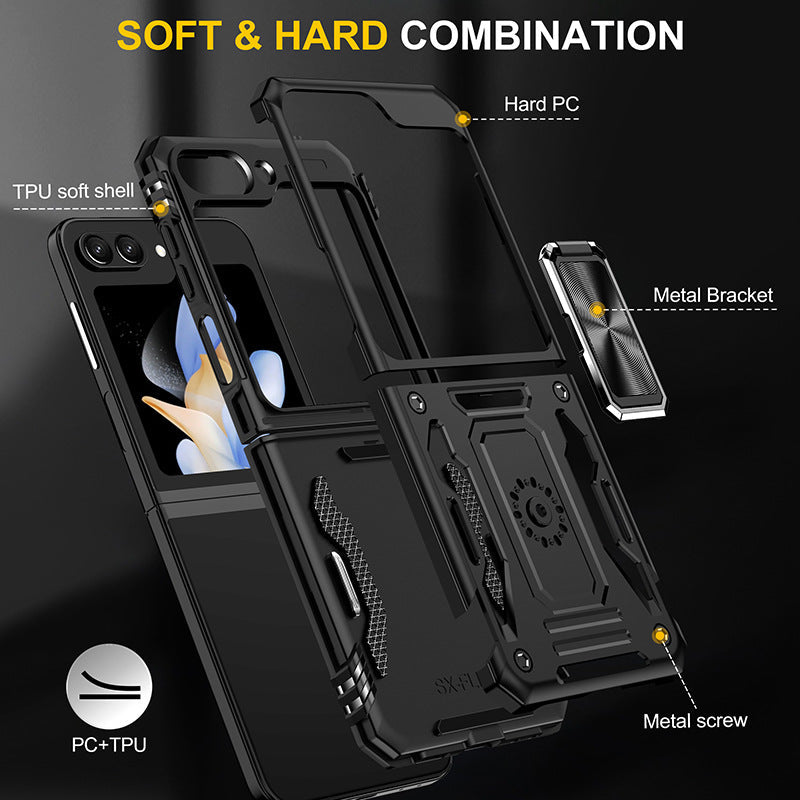 Samsung Z Flip 5 Case Metal Ring Car Magnetic Bracket Protective Case