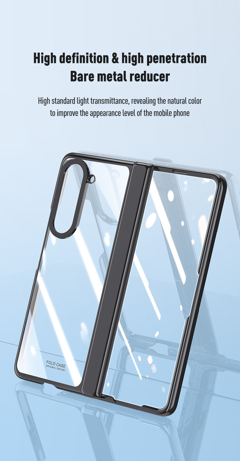 Full Surround Galaxy Z Fold5 Transparent Phone Case with Invisible Stand & Pen Slot & Film