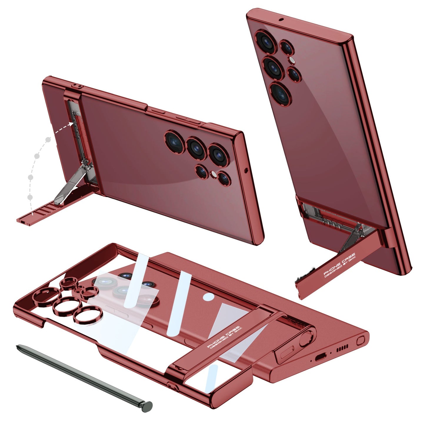 Samsung S24ultra Transparent Electroplated Phantom S24 Triumph Case with Stand