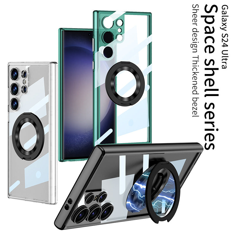 Samsung S24 Ultra Wireless Charging Case with Magnetic Rotating Stand and Turntable for S24 Plus S24
