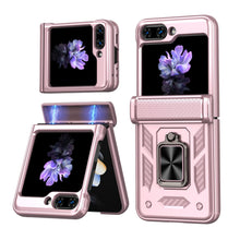 Carregar imagem no visualizador da galeria, Magnetic Samsung Z Flip 5 Case with Spring Hinge Cover Z Flip 5 Metal Ring Stand Phone Case
