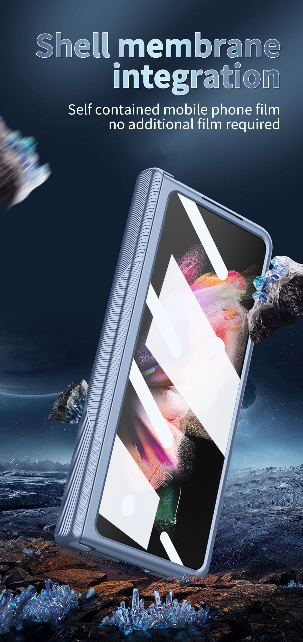 Electroplated Folding Case For Galaxy Z Fold5 With Double Hinge Protector and Free Stylus