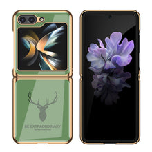 Lade das Bild in den Galerie-Viewer, Simple Deer Head Samsung Z Flip5 Shell Electroplated Glass Protective Case
