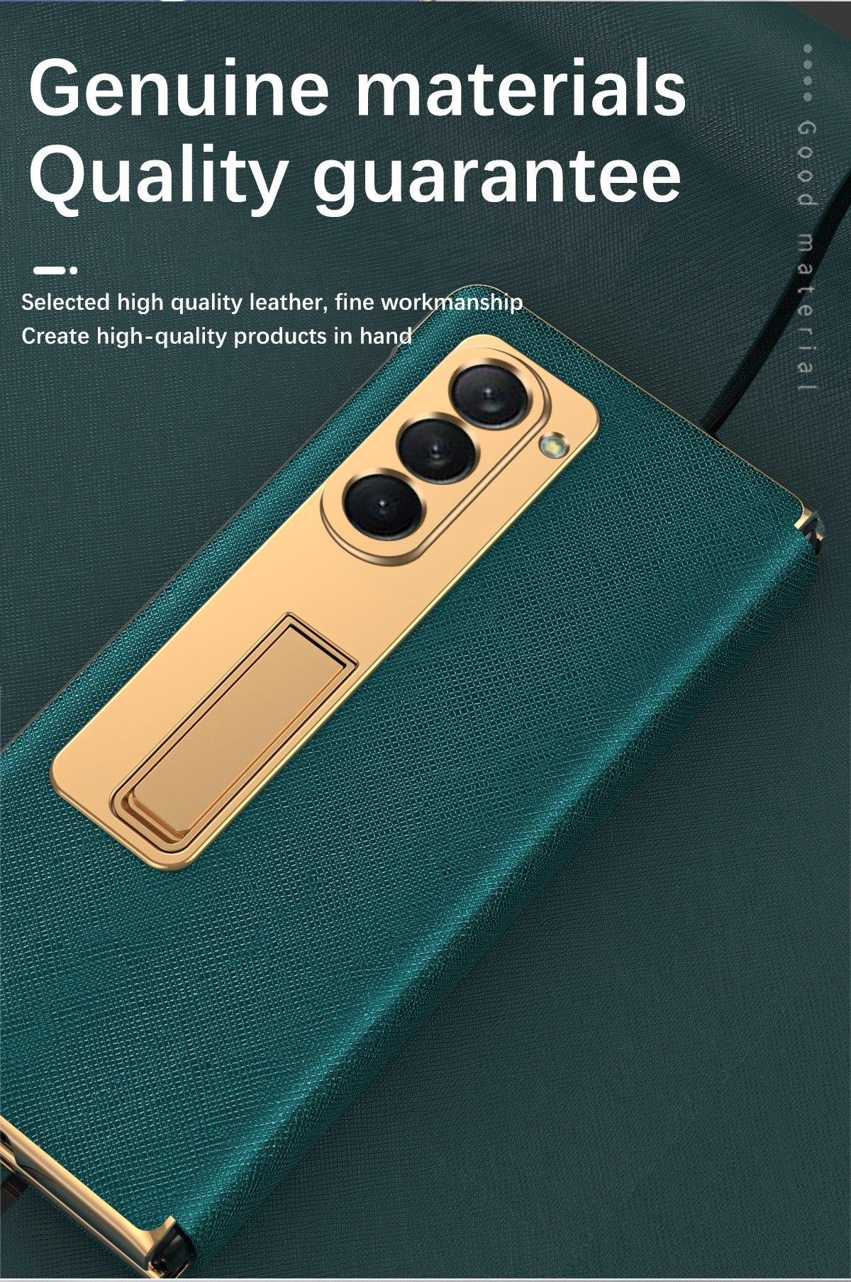 Leather Samsung Galaxy Z Fold5 Case Electroplating Bracket One-piece All-inclusive Drop-proof Case