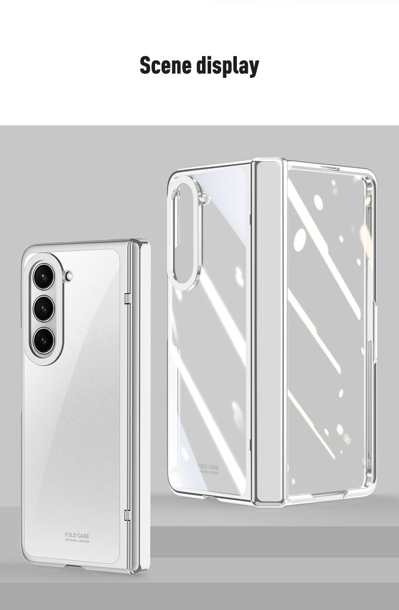 Full Surround Galaxy Z Fold5 Transparent Phone Case with Invisible Stand & Pen Slot & Film