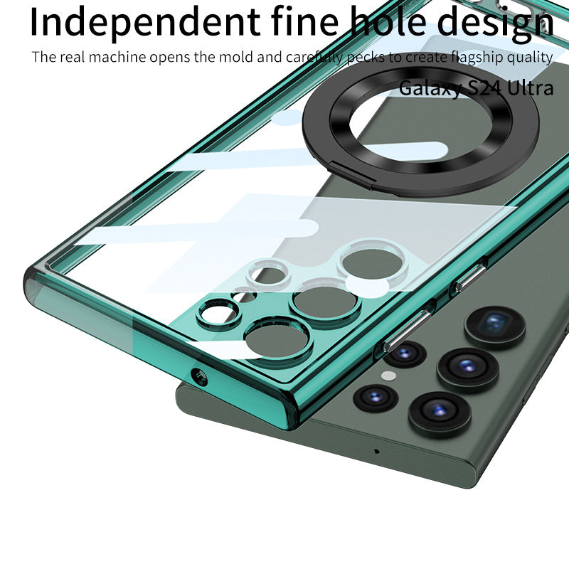 Samsung S24 Ultra Wireless Charging Case with Magnetic Rotating Stand and Turntable for S24 Plus S24