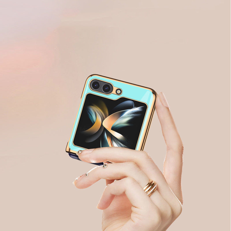 Simple Deer Head Samsung Z Flip5 Shell Electroplated Glass Protective Case