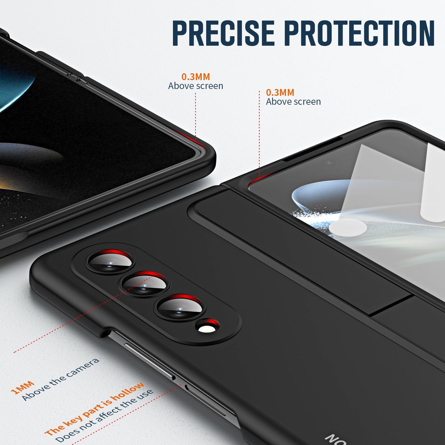 Samsung Galaxy Z Fold 5 Case with Tempered Glass Protector and Detachable Pen Slot