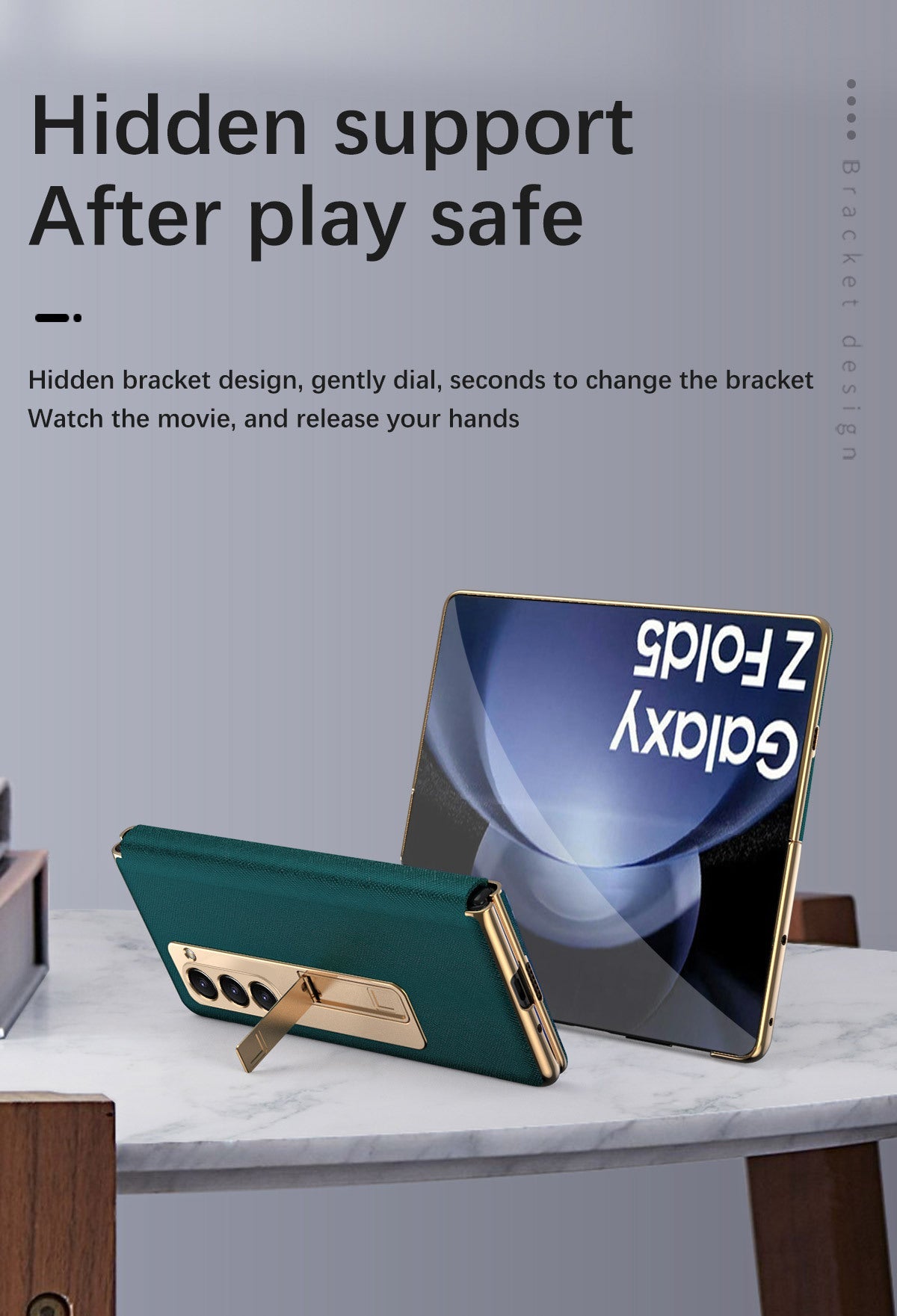 Leather Samsung Galaxy Z Fold5 Case Electroplating Bracket One-piece All-inclusive Drop-proof Case