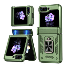 Load image into Gallery viewer, Magnetic Samsung Z Flip 5 Case with Spring Hinge Cover Z Flip 5 Metal Ring Stand Phone Case
