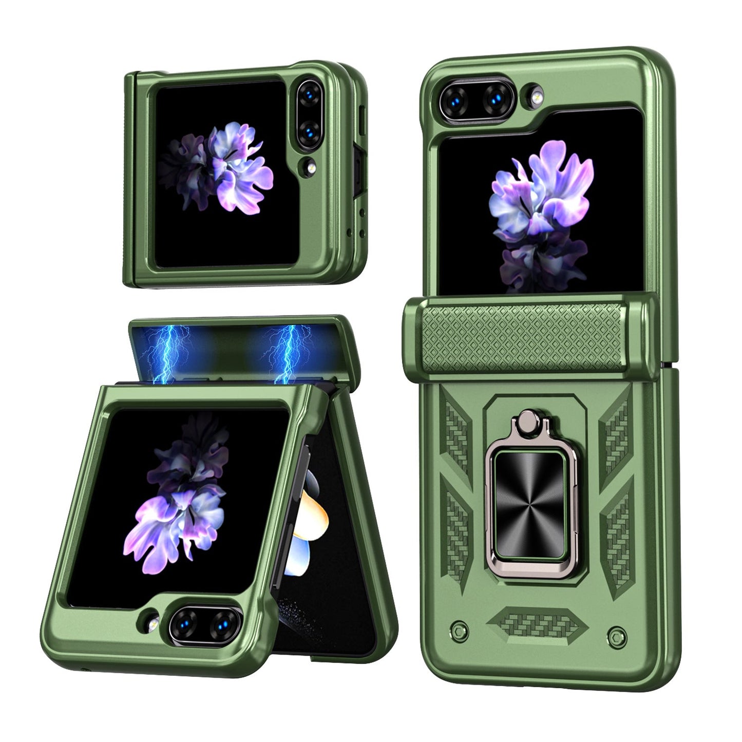 Samsung Z Flip 5 Phone Case with Tempered Glass Film Magnetic Hinge Protection