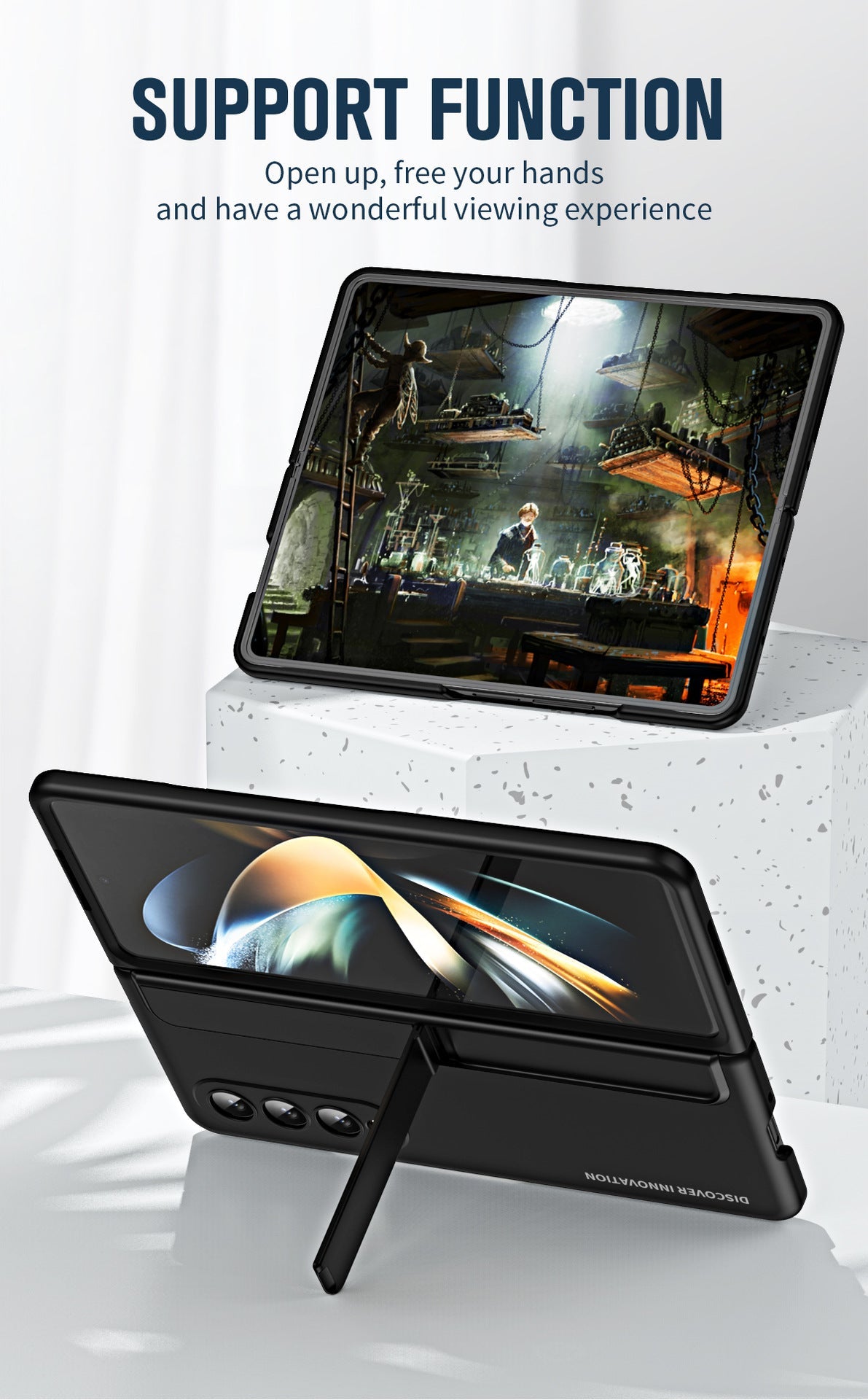 Samsung Galaxy Z Fold 5 Case with Tempered Glass Protector and Detachable Pen Slot