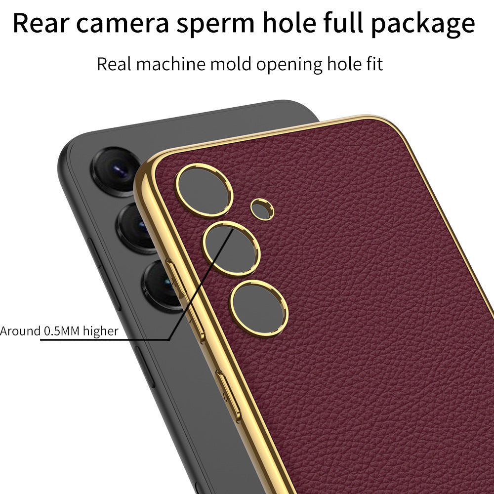 Samsung S24Ultra Case S24 Series Electroplated Plain Leather Phone Case