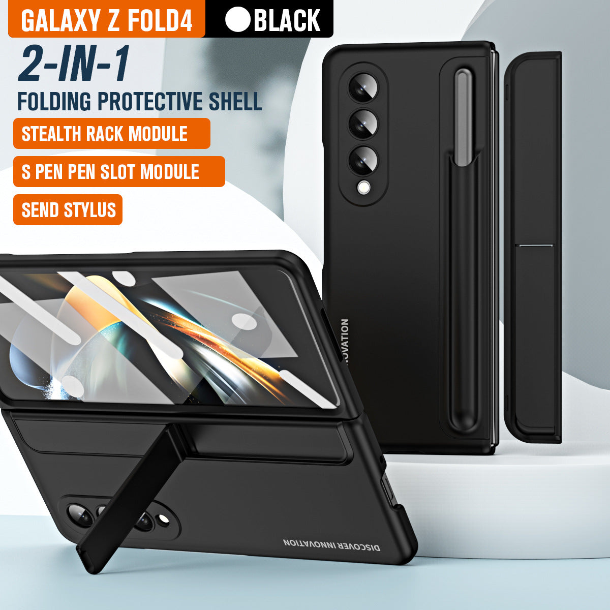 Samsung Galaxy Z Fold 5 Case with Tempered Glass Protector and Detachable Pen Slot