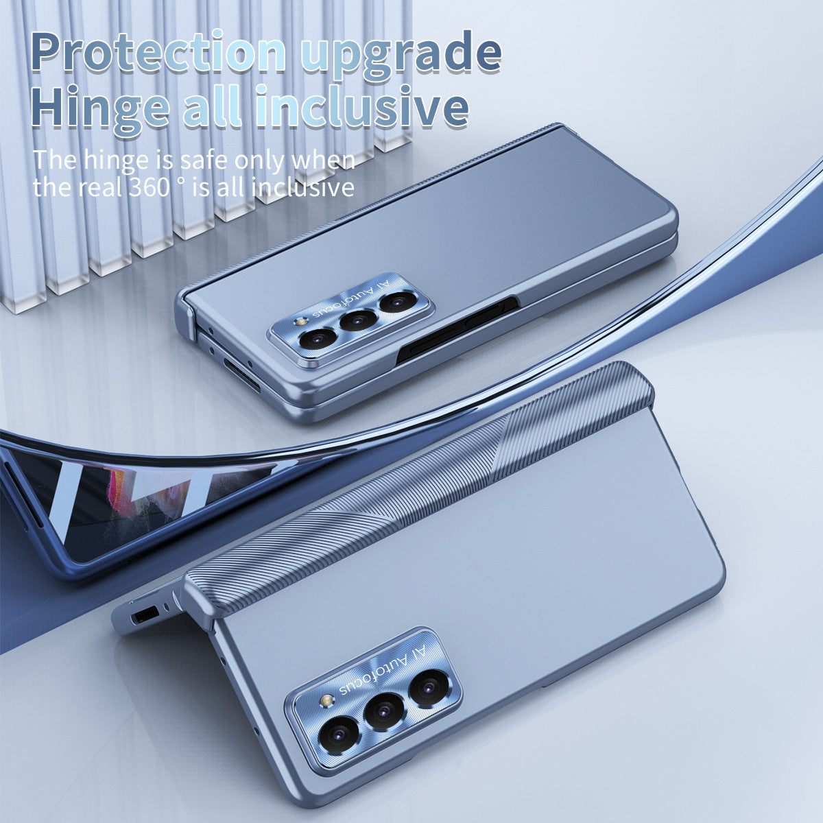 Electroplated Folding Case For Galaxy Z Fold5 With Double Hinge Protector and Free Stylus