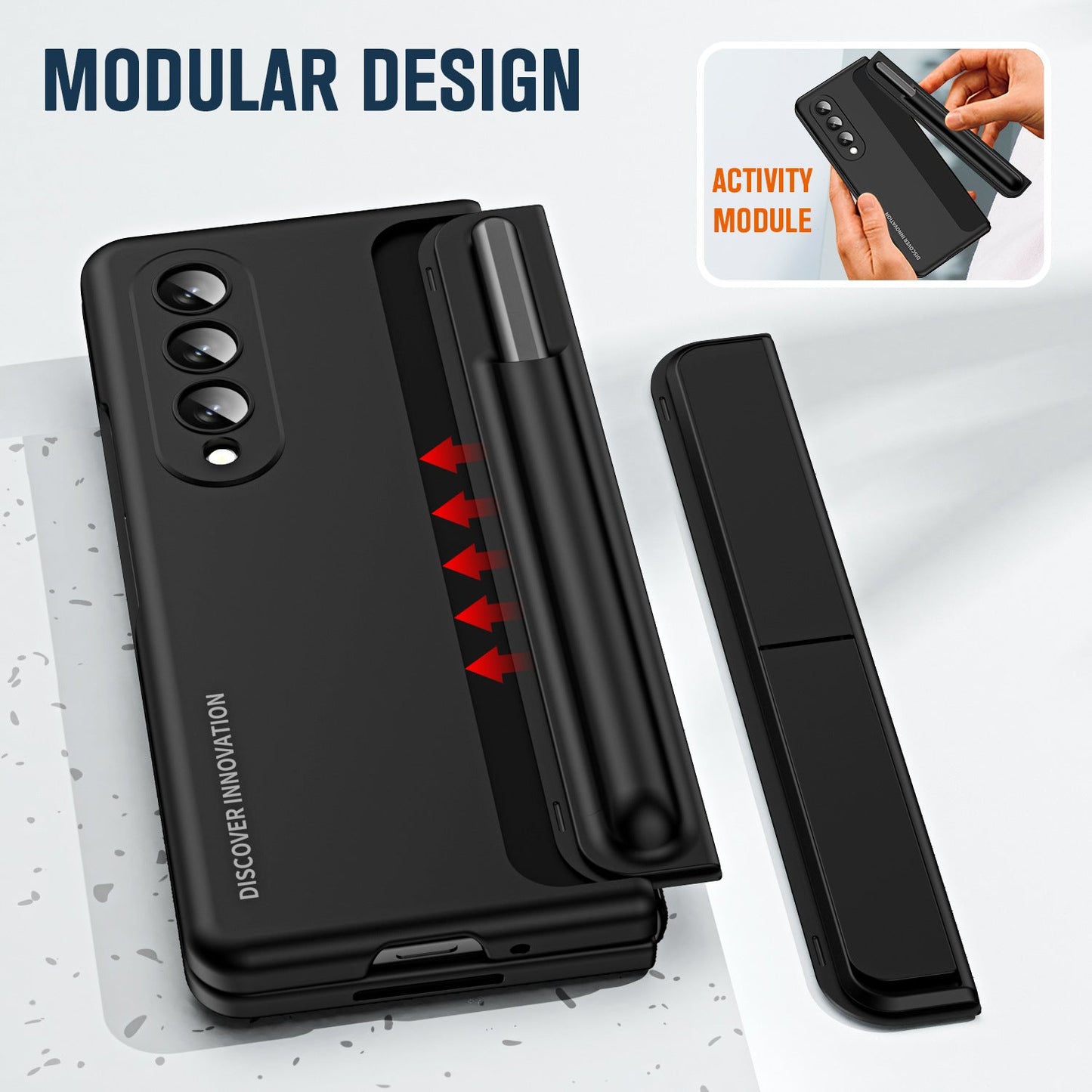 Samsung Galaxy Z Fold 5 Case with Tempered Glass Protector and Detachable Pen Slot