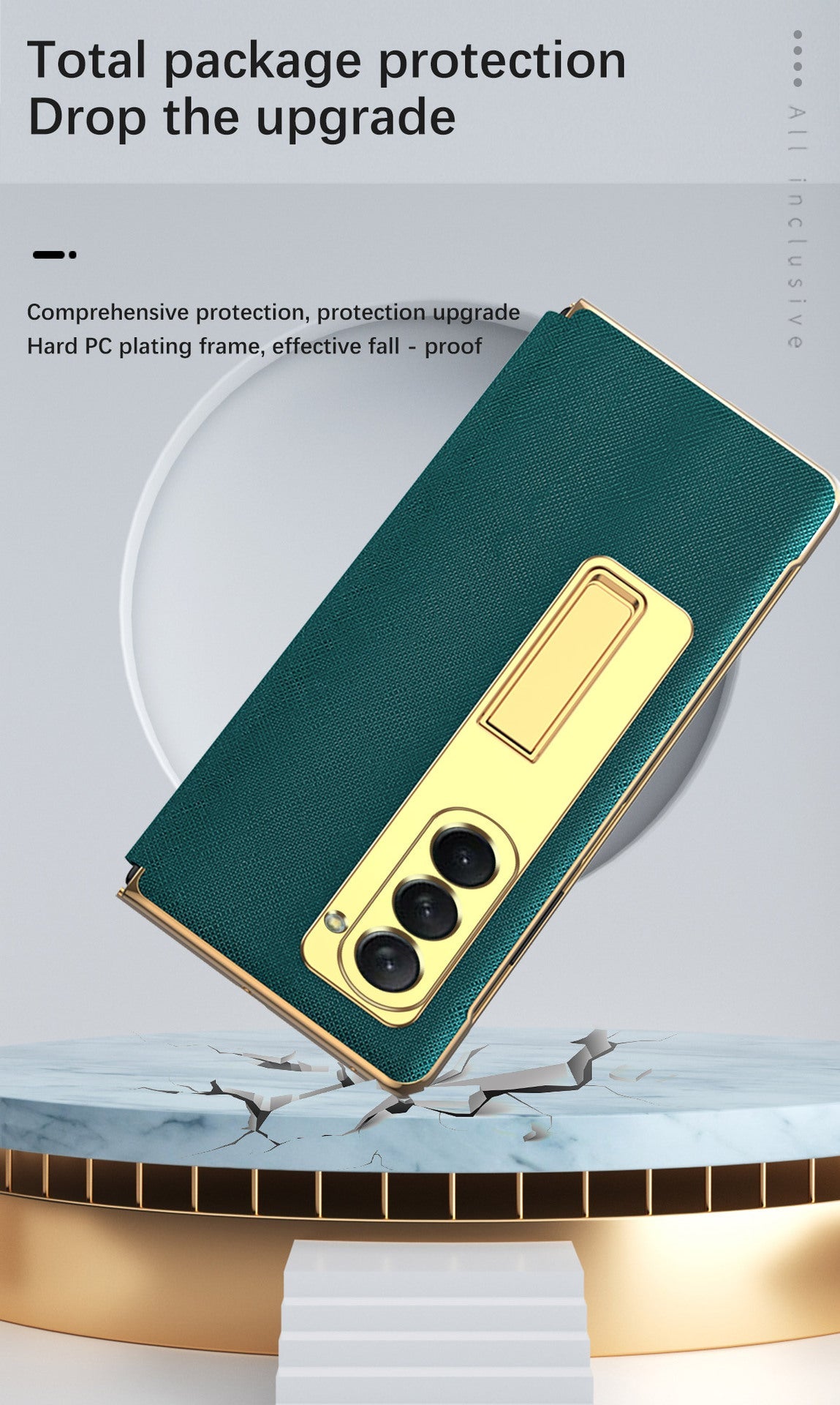 Leather Samsung Galaxy Z Fold5 Case Electroplating Bracket One-piece All-inclusive Drop-proof Case