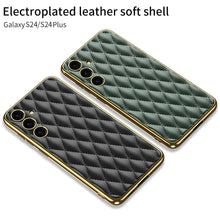 Load image into Gallery viewer, Samsung S24 Ultra Electroplated Phone Case  Porous Leather S24 Series Case
