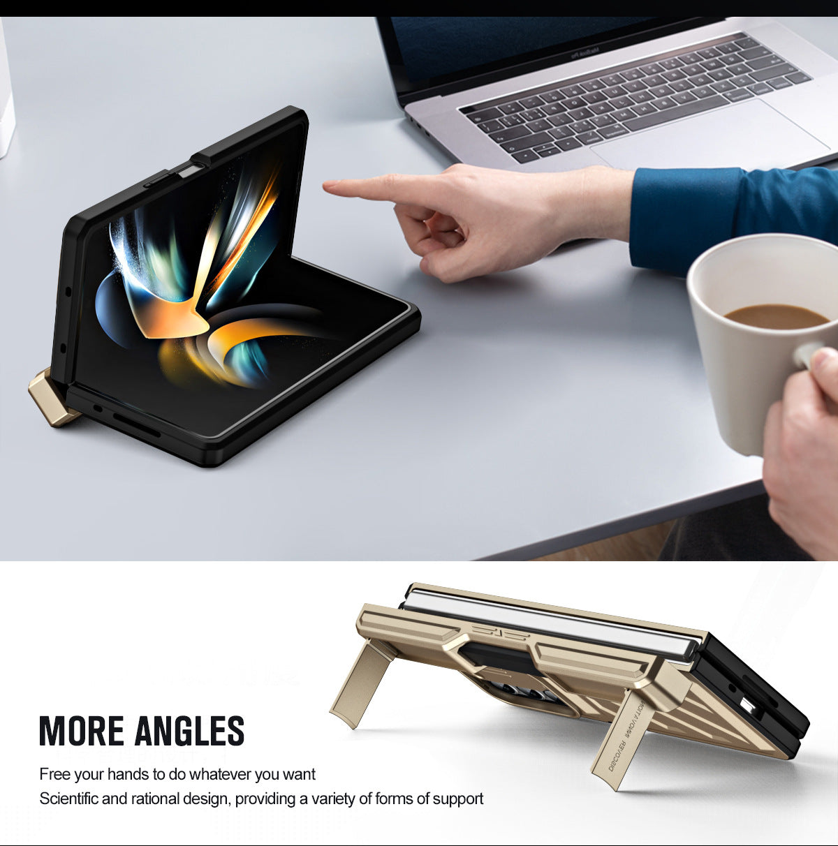 Ultra Strong Drop Prevention Case For Samsung Galaxy Z Fold5 With Bracket and Front Film Free Stylus