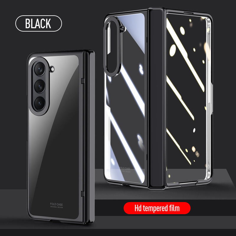 Full Surround Galaxy Z Fold5 Transparent Phone Case with Invisible Stand & Pen Slot & Film