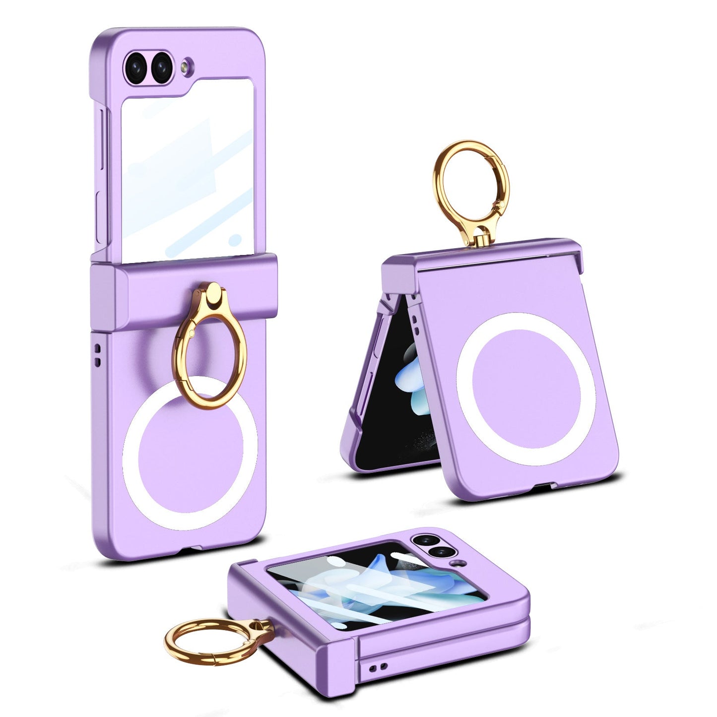 Magnetic Samsung Z Flip5 Case With Ring Wireless Charging Protective All-inclusive Shell
