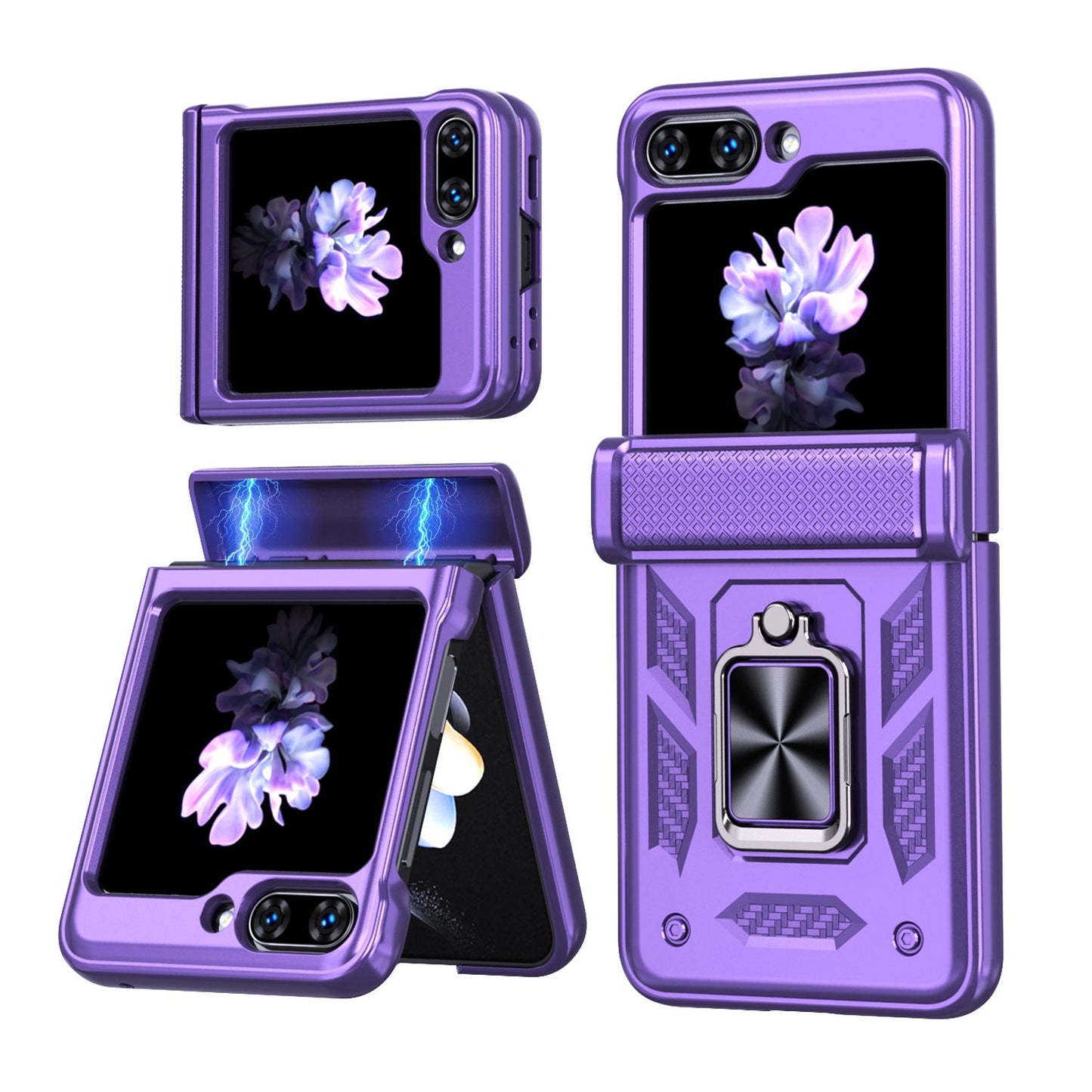Samsung Z Flip 5 Phone Case with Tempered Glass Film Magnetic Hinge Protection