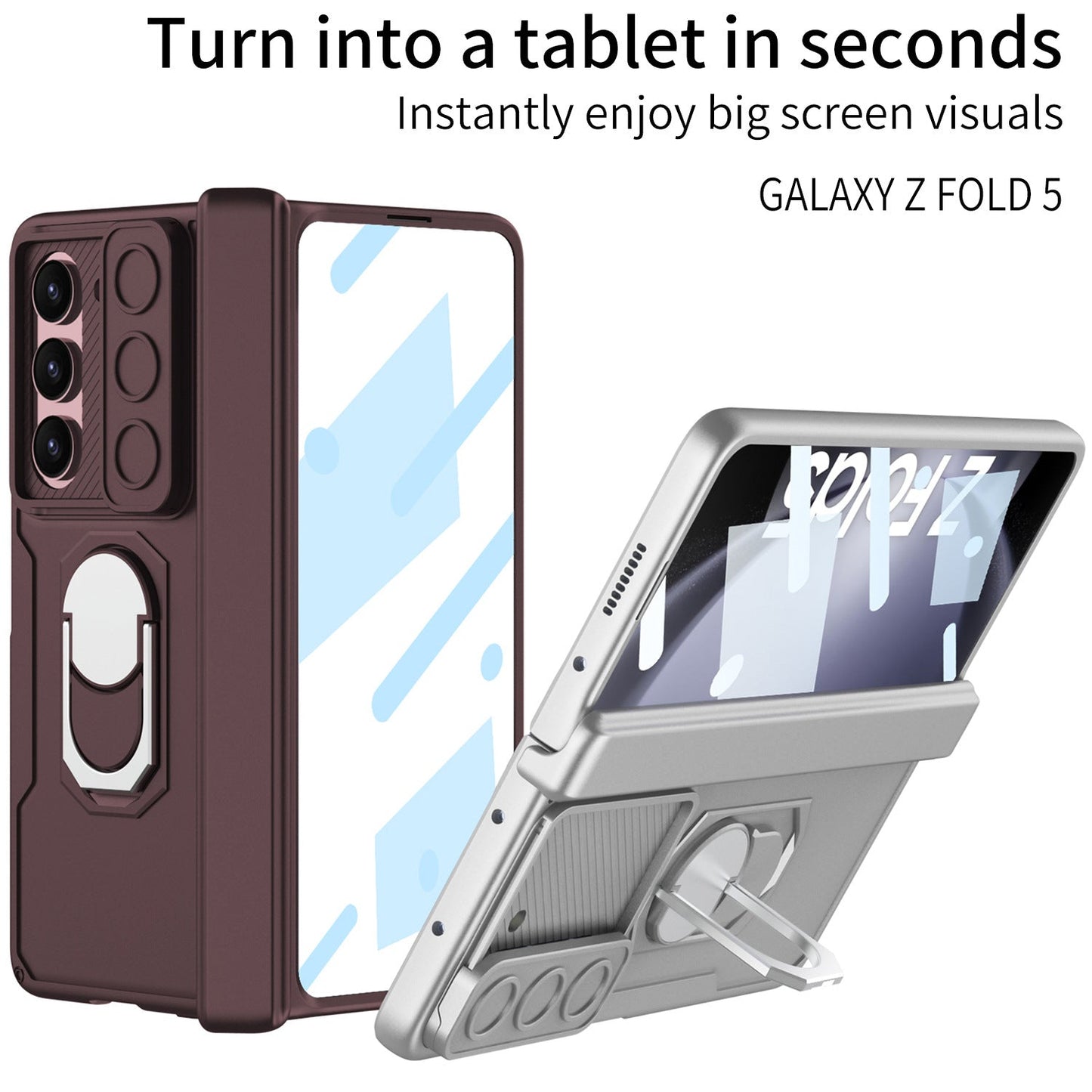 Samsung Z Fold5 Case With Folding Hinge Magnetic Bracket Armor Protective Case