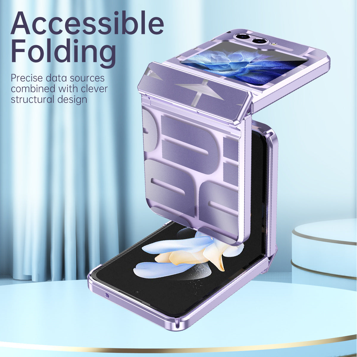 Electroplating Samsung Galaxy Z Flip5 Case With transparent hinge all-inclusive drop-proof protective Case