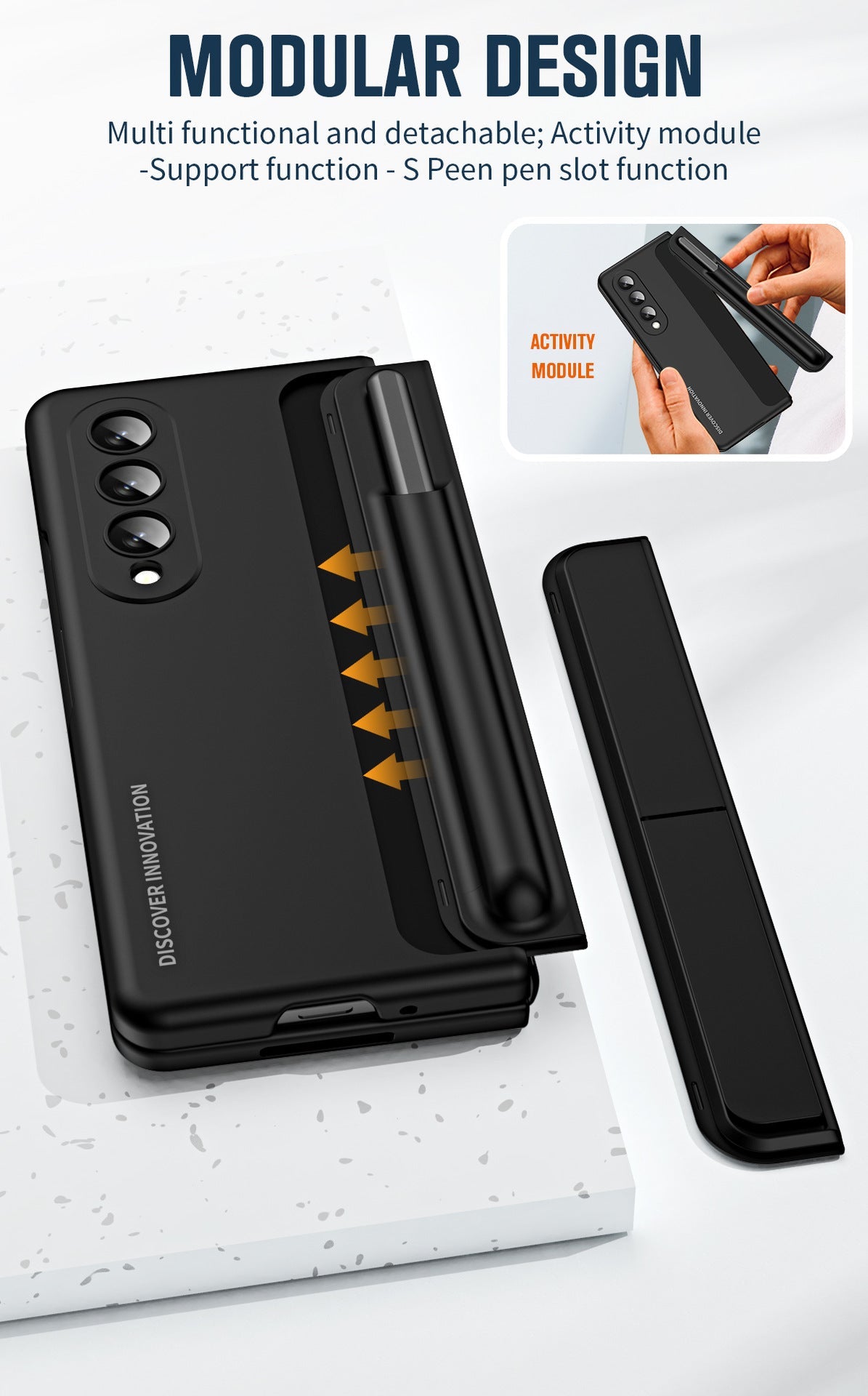 Samsung Galaxy Z Fold 5 Case with Tempered Glass Protector and Detachable Pen Slot