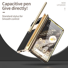 Cargar imagen en el visor de la galería, Ultra-Thin Leather Google Pixel Fold shell anti-fall all-inclusive Case double pen slot hinge With Stylus
