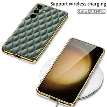 Load image into Gallery viewer, Samsung S24 Ultra Electroplated Phone Case  Porous Leather S24 Series Case
