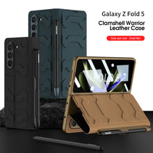 Cargar imagen en el visor de la galería, Samsung Galaxy Z Fold 5 Mobile Phone Case Fashion Warrior Flip Leather Case Film Velcro Pen Slot Case
